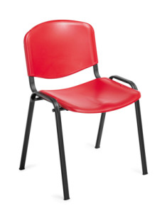 Cadeira de escritório visitante encosto e assento em polipropileno vermelho