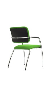 Cadeira Blog, costa e assento com estofo, estrutura de 4 pés em cromado, com apoio de braços em polipropileno BBL.200