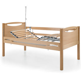 Cama articulada eléctrica em madeira de faia com grades laterais epoxy C.2020xL.1020xA.500mm 