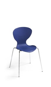 Cadeira Flash, estrutura em cromado ou pintada a epoxy cinza, casco em PP., Cores disponíveis para o casco: azul, cinza, laranja, verde “pistachio”, areia, vermelho, branco e preto BFL.200