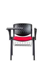 Cadeira Prisma, assento e costa em PP, com painel do assento com estofo, estrutura pintada a preto ou cinza 7035.