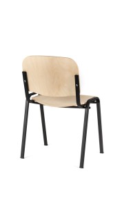 Cadeira Tok 400, assento e costa em faia, estrutura pintada a preto ou cinza. Estrutura cromada: (+€)